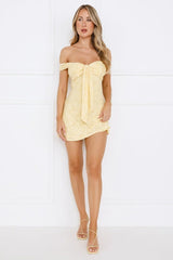 Galactic Off Shoulder Mini Dress Yellow