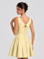 Butter Cowl Neck Bow Back Skater Mini Dress