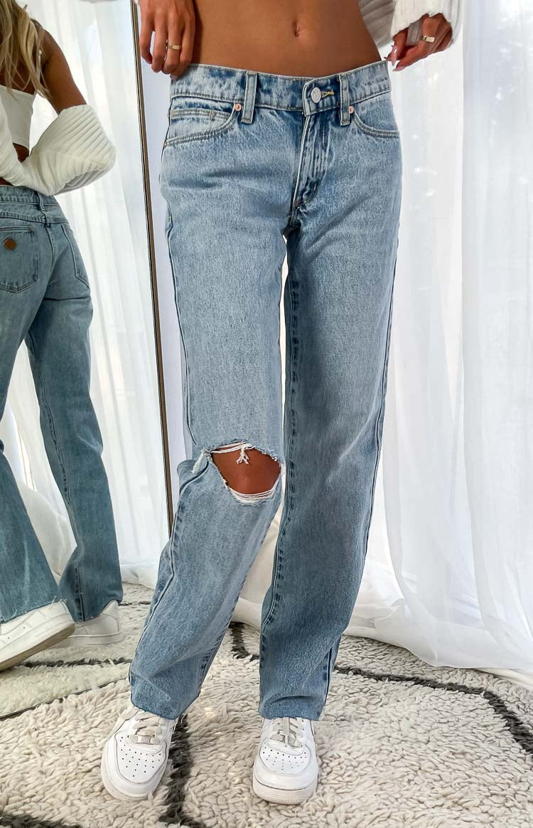 Abrand A 99 Rhonda Blue Rip Low Straight Jean