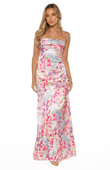 Blaise Multi Floral Satin Maxi Dress