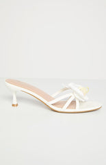 In Bloom White Floral Kitten Heels