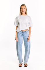 Jannina Light Wash Denim Studded Low Rise Jeans