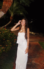 Raleigh White Ruffle Maxi Skirt