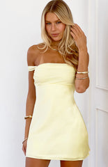 Sandie Yellow Off The Shoulder Mini Dress