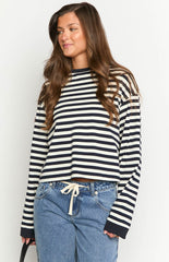 So Breezy Navy Stripe Long Sleeve Top