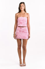 Vila Light Pink Strapless Beaded Top