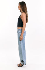 Willabelle Light Wash Denim Bow Hem Low Rise Jeans