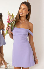 Zoella Lilac Off The Shoulder Crepe Mini Dress