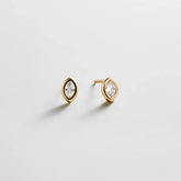 Elaine 14K Gold Stud Earrings - Marquise Stone