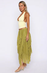 Sunset Strolls Midi Skirt Matcha