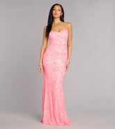 Savanna Floral Sequin Lace-Up Formal Dress