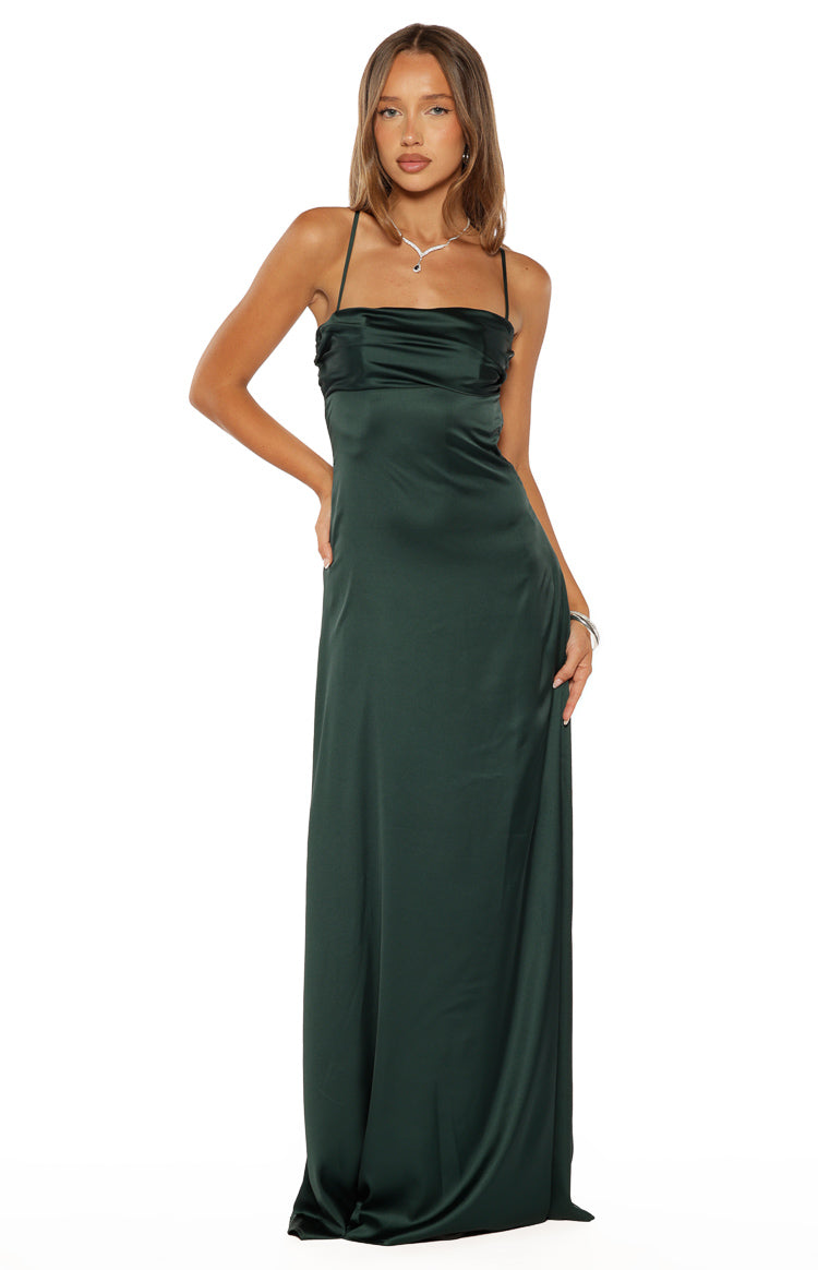 Blaise Emerald Satin Maxi Dress