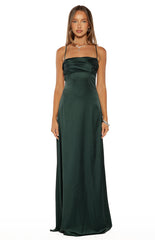 Blaise Emerald Satin Maxi Dress