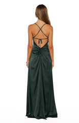 Blaise Emerald Satin Maxi Dress