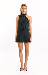 Bryan Black Polka Dot Halter Neck Mini Dress