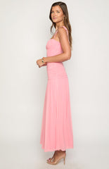 Clare Pink Ruched Maxi Dress