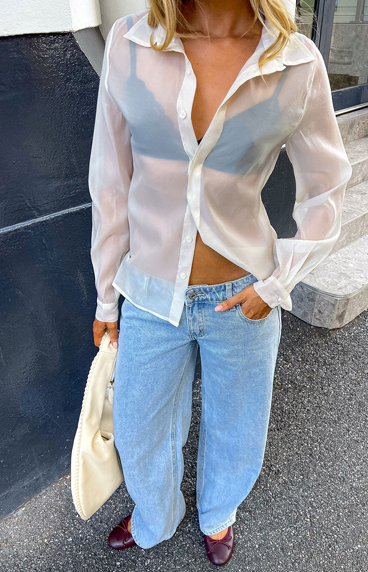 Goldie Cream Sheer Button Through Shirt