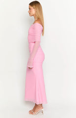 Opal Pink Long Sleeve Maxi Dress