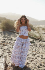 Paisley White Floral Strapless Top