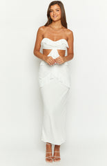Ryder White Strapless Ruffle Maxi Dress