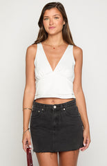 Siletto Black Denim Low Rise Mini Skirt