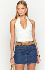 Siletto Star Blue Denim Low Rise Mini Skirt