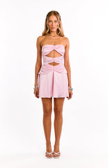 Zander Pink Strapless Cut Out Party Mini Dress
